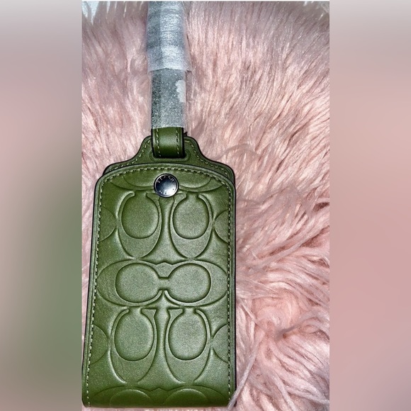 NEW Coach Signature Leather Dark Shamrock Green Luggage Tag - Picture 9 of 11